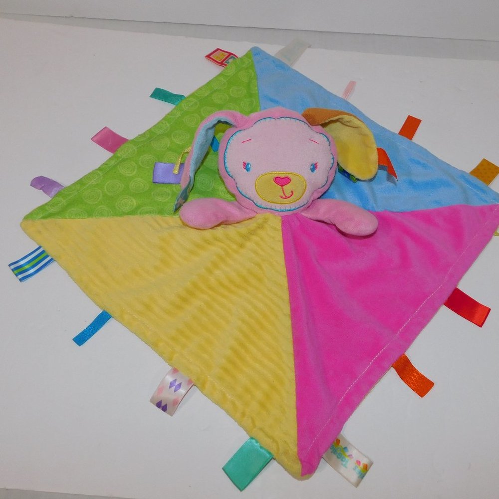 Taggies Pink Bunny Rabbit Patchkin Pals Lovey Plush Security Blanket Multicolor